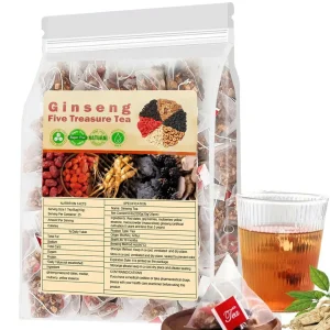 kf-Se2a933141d3d43a69997fec9921f0d1fL Ginseng Five Treasures Tea Kidney Tea, Natural Chinese Herbal Tea, Kidney Cleanse Detox Tea for Men & Women, 6 Ingredients